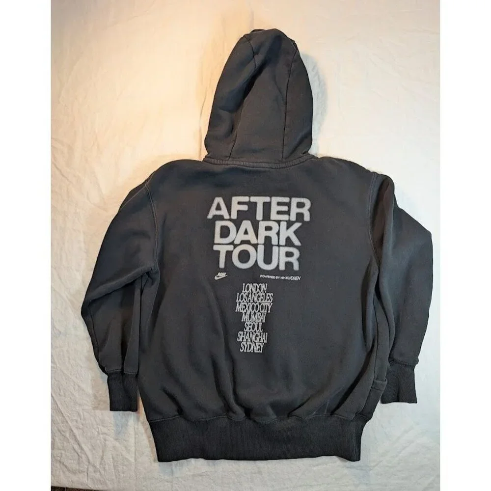 Nike After Dark Tour women's size XS black hooded sweatshirt oversized fit SW4